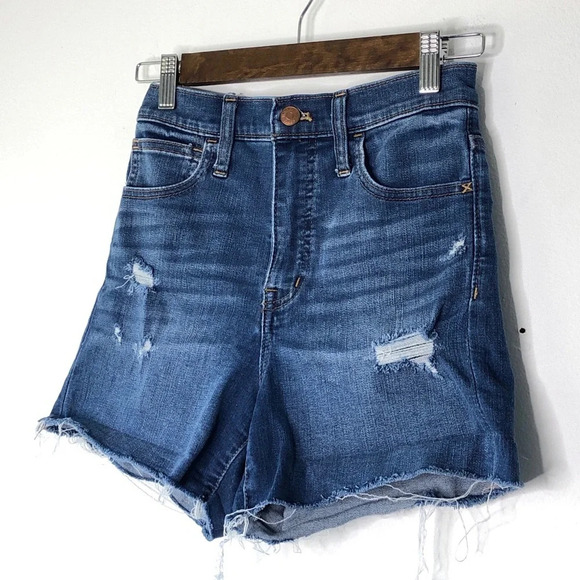 Madewell Roadtripper Distressed Denim Jean Shorts Size 24 - Picture 13 of 13